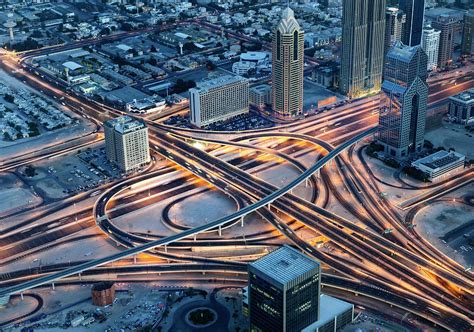 Aerial View On Sheikh Zayed Road Dubai By Pidjoe