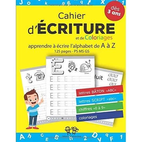 472 Cahier Décriture Maternelle Ps Ms Gs Lettre Bâton Et Script