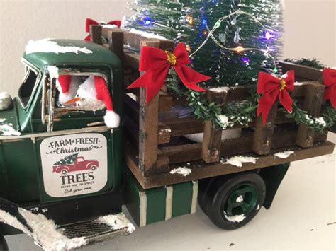 Green Christmas Truck Rustic Classic Christmas Country Etsy