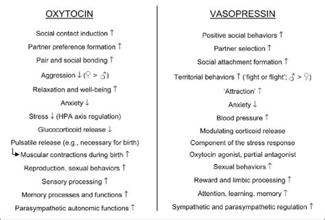 Figure Love Physiology Oxytocin And Vasopressin Effects Oxytocin