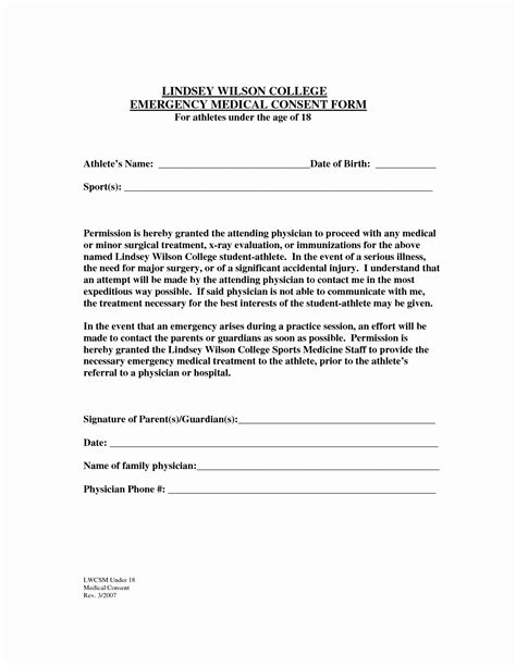 Consent To Treat Form Template