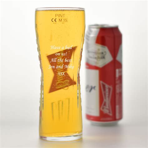 Personalised Budweiser Pint Glass