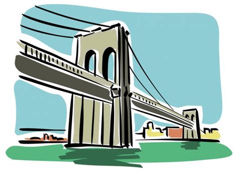 The original four operators of the united states. ᐈ Drawing of brooklyn bridge stock drawings, Royalty Free ...