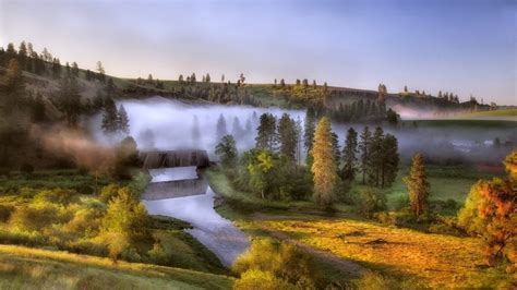 501883 Nature Landscape Trees Grass Fall Colorful Water River Hdr