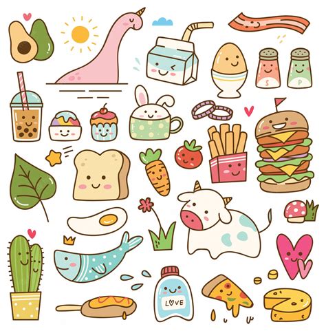 Premium Vector Set Of Kawaii Doodle