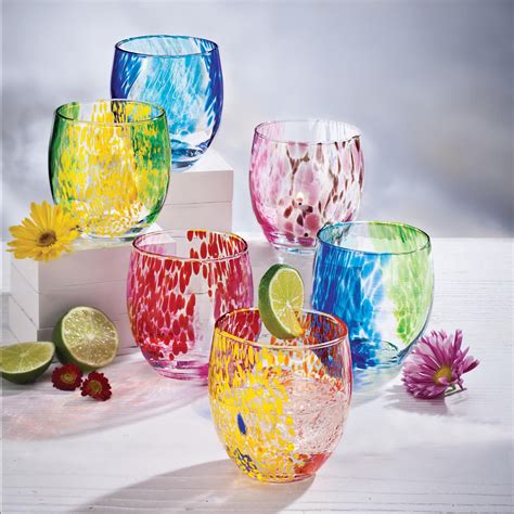 8 Oz Set Of 6 Murano Style Drinking Glasses Drinking Glass Etsy
