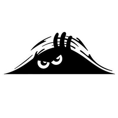 Funny Peeking Monster Eyes For Jdm Car Bumper Window Vinyl Decal Black