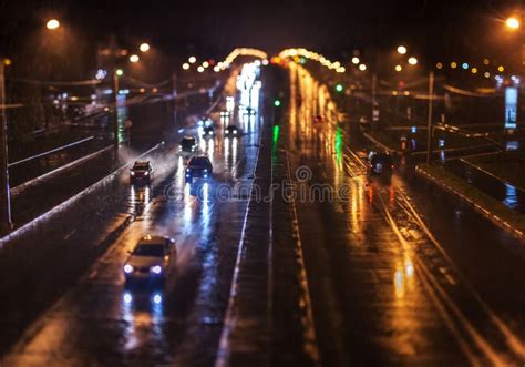 Evening Traffic On The Rainy City Avenue Stock Photo Image Of Life