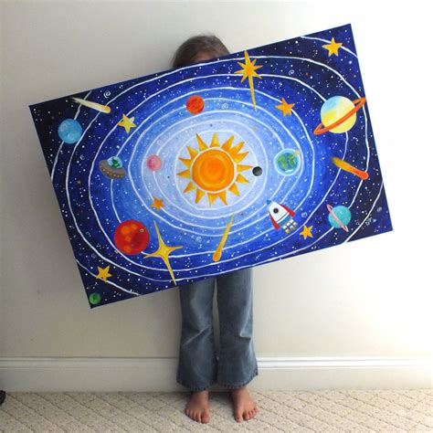 Solar System Painting Peinture Sur Mesure De Lespace Pour Enfants