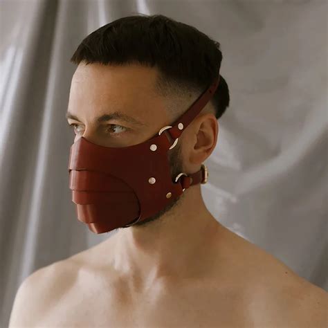 Red Sex Toys For Men Gay Bdsm Cosplay Leather Bondage Fetish Waterproof Mask Punk Adult Game