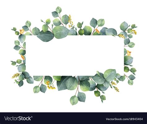 Watercolor Wreath With Green Eucalyptus Royalty Free Vector