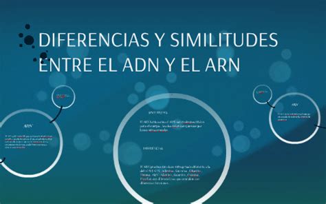 Tabla Diferencias Y Semejanzas Entre Adn Y Arn