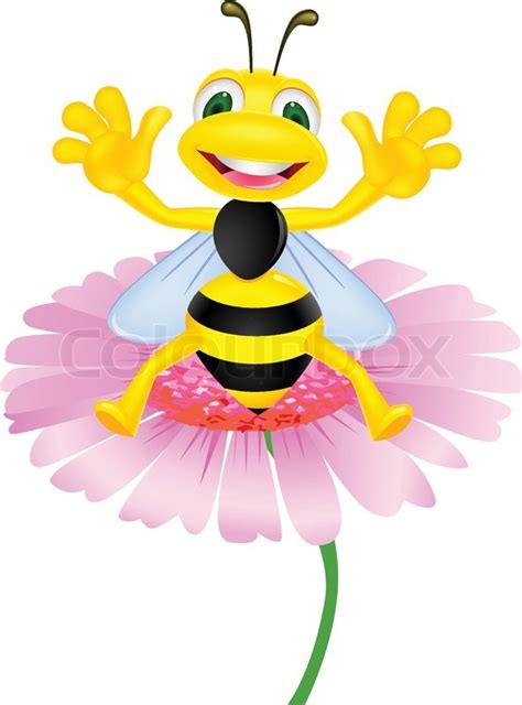 Bee Sitting On Flower Stock Vector Colourbox
