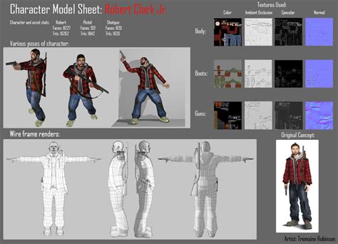 Game Artist In Training 3d Character Model Layout Sheet