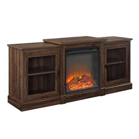 Walker Edison In Classic Tiered Top Fireplace Tv Console Dark