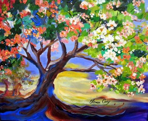 Flowering Plum Tree Original Painting 16 X 20 Art By
