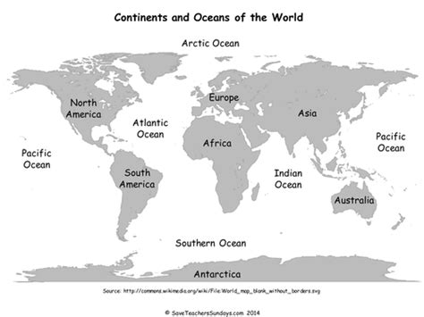 Continents And Oceans Ks1 Lesson Plan And Activities Teaching Resources