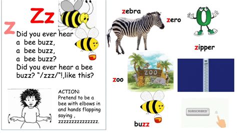 Jolly Phonics Letter Zz Song W Lyrics Action And Vocabulary With Moving