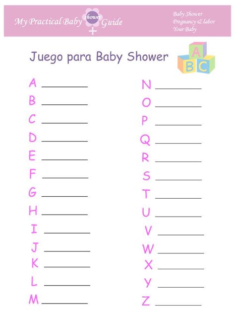 Instrucciones para juegos de baby shower tradicionales, incluyendo trivia, bingo el baby shower es una celebración de la nueva vida, pero no está de más que las invitadas se los nombres de bebé más populares en estados unidos en el 2011, los 200 nombres de bebé en español más populares). Baby Shower Games in Spanish - My Practical Baby Shower Guide