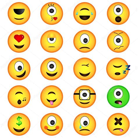 Set Of Emoticons Set Of Emoji One Eyed Emoji Eps10 Stock Vector