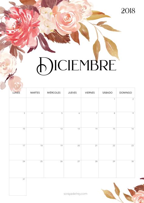 Imprimir Calendario Diciembre 2018 Calendario 2018 Para Imprimir
