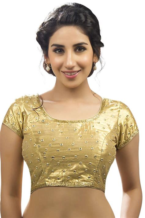Embroidered Blouse Gold Kundan Work Bl1241 Gold Blouse Traditional Indian Outfits Festival Wear