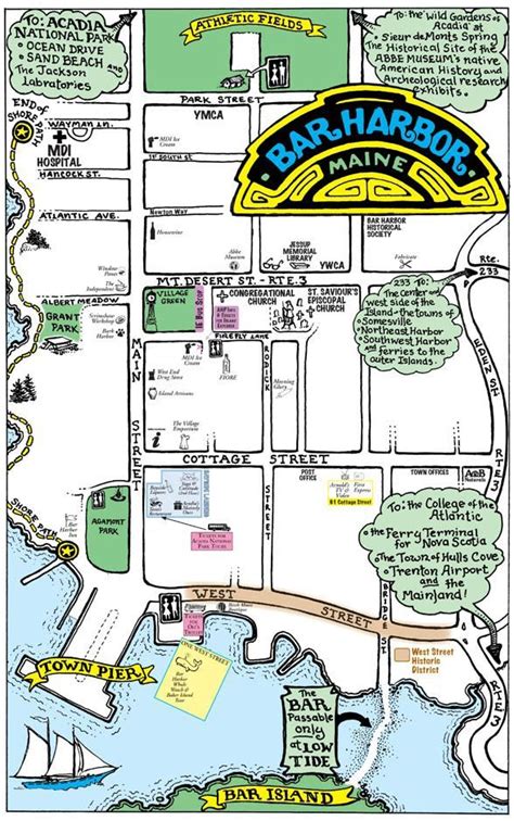 Bar Harbor Maines Premier Walking Map And Restaurant Guide Port O
