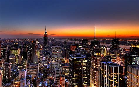 Hd Wallpaper New York City Building Skyscrapers The Evening The
