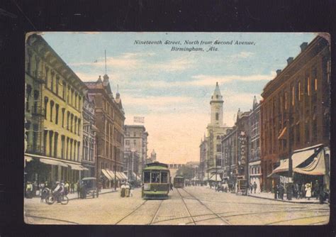 Birmingham Alabama Downtown Nineteenth Street Scene Vintage Postcard