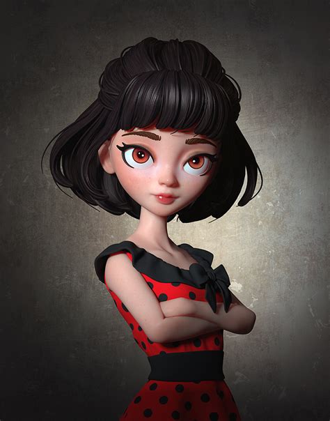 Brunette Girl On Behance Character Design Cartoon Girl Cartoon Characters 3d Model Character