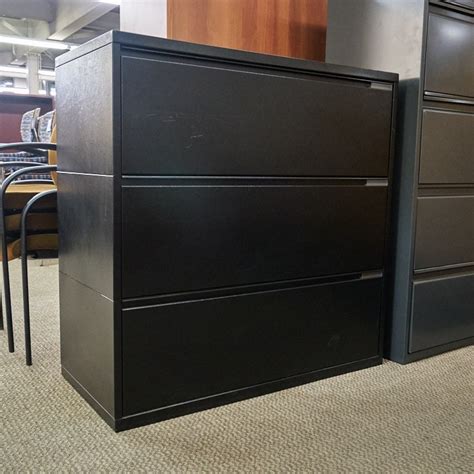 Black desk with file drawer. Used 3 Drawer 42" Lateral File Cabinet (Black) FIL9999 ...