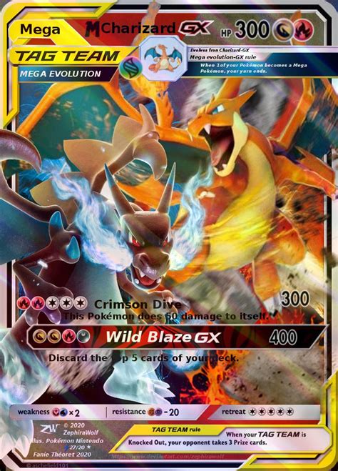 Mega Charizard X And Y Gx Card Pokemon Custom By Zephirawolf On