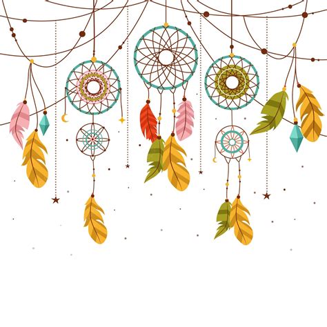 Premium Vector Flat Boho Background With Dream Catchers