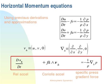 Horizontal Momentum Equations Computational Fluid Dynamics Equations