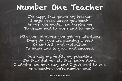 Thank Your Favorite Teacher With Our Number One Teacher Poem