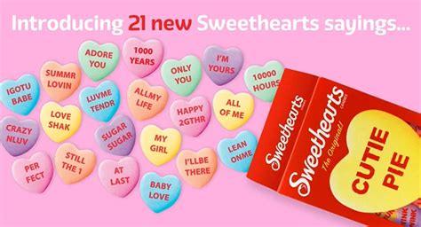 sweethearts candies have new sayings this year inspired by lyrics from classic love songs