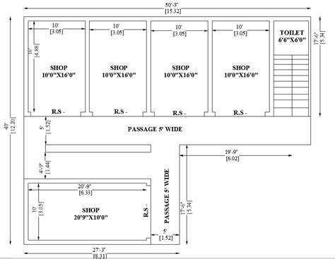 50x 40 Commercial Shop Building Floor Plan Is Given In This Autocad