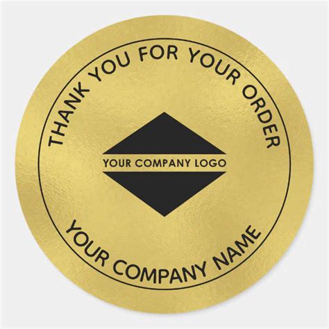 Custom Logo Thank You Gold Classic Round Sticker Zazzle
