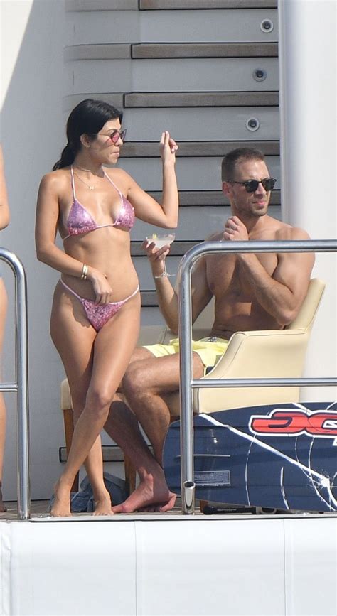 Kourtney Kardashian And Kendall Jenner In Bikinis On A Yacht In Antibes