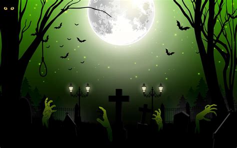 halloween background with zombie in graveyard at full moon vector illustration 6686488 vector