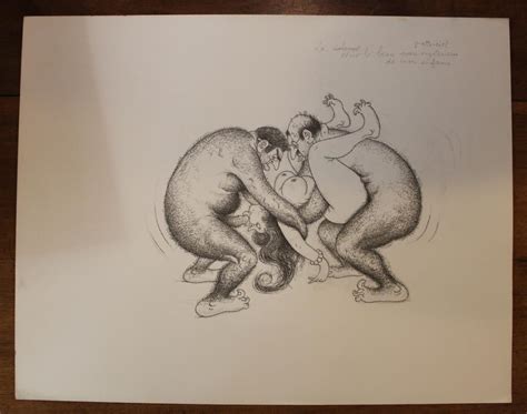 Estampe érotique L Oeuvre secrète Gay interest par Albert Dubout Art Affiche