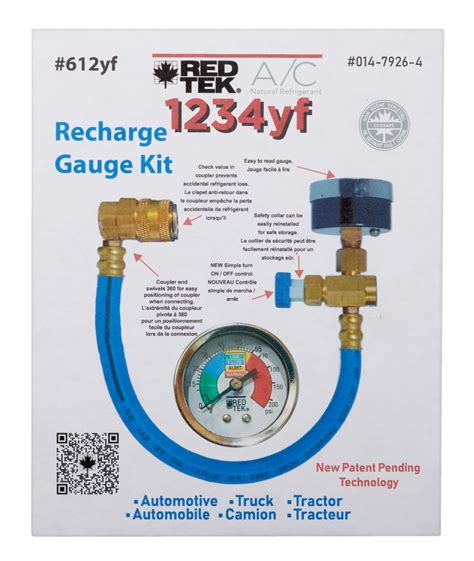 Red Tek 1234yf Ac Recharge Gauge Kit With Installation Hose And Low Side