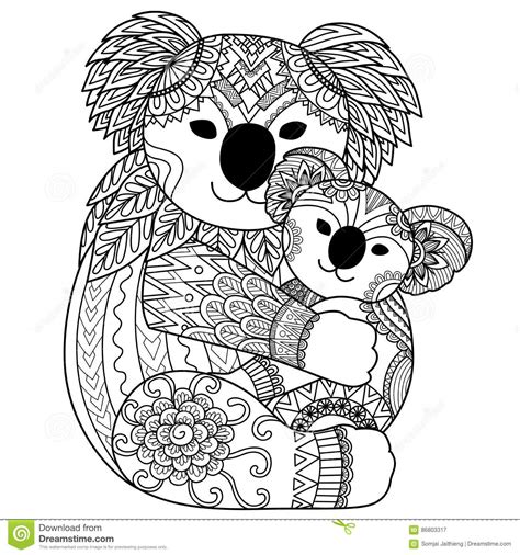 Koala Mother Cuddling Her Baby Cartoon Vector