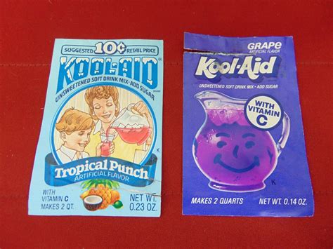 Vintage Kool Aid Drink Mix Packet Lot Grape Flavor And Tropical Punch