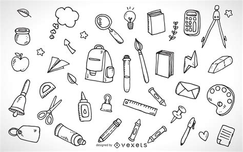 Outline School Supplies Clipart Black And White Rectangle Circle