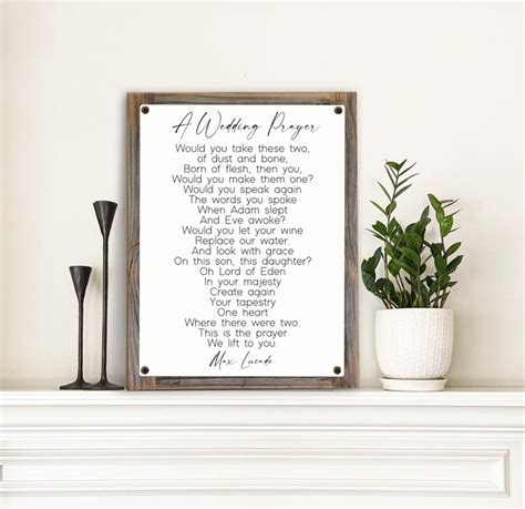 A Wedding Prayer By Max Lucado Metal Print On Reclaimed Wood Etsy