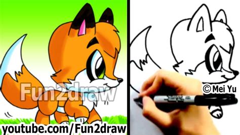 How To Draw A Cartoon Fox Cute Animals Drawings