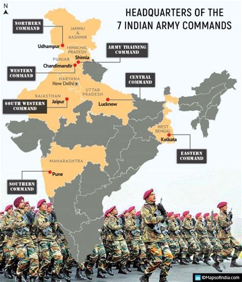 Indian Army Commands And Their Headquarters India