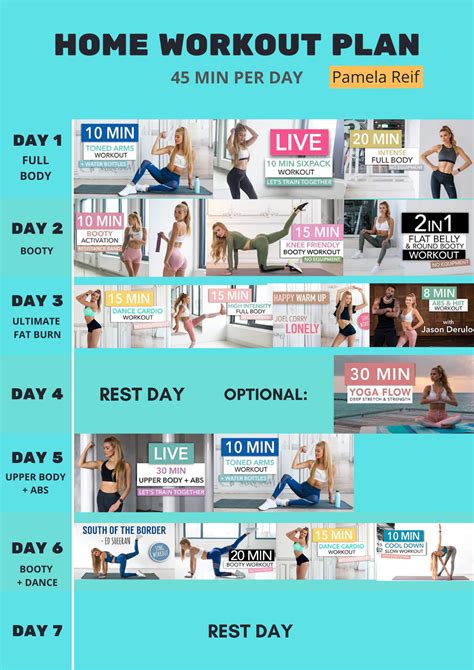 Pamela reif also works as a workout partner in the puma fitness app; Pamela Reif - weekly home workout plan №2