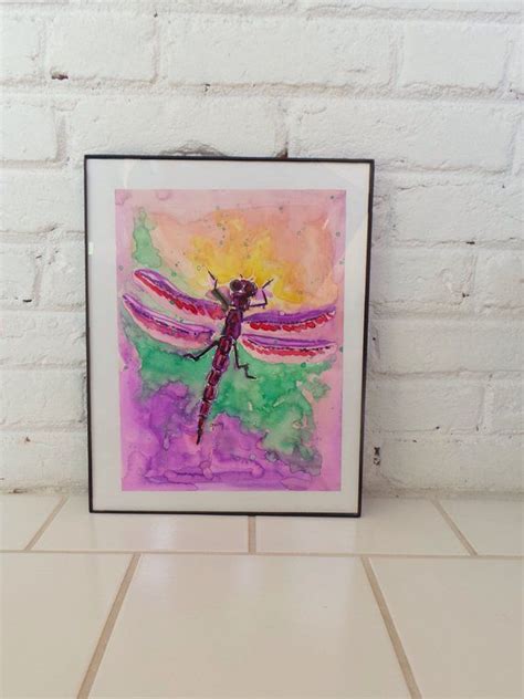 Original Watercolor Painting Abstract Dragonfly Painting Colorful